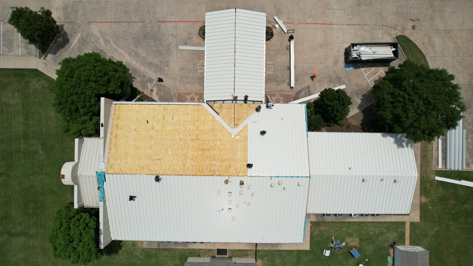 Commercial roof during tear-off, a Select Roofing job